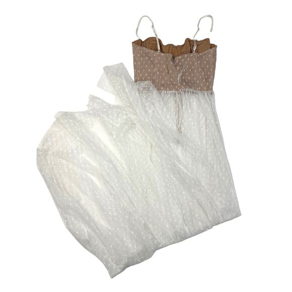White Fox Boutique - Totally Bangin' Sheer Skirt Maxi Dress in Nude & White - Picture 3 of 4
